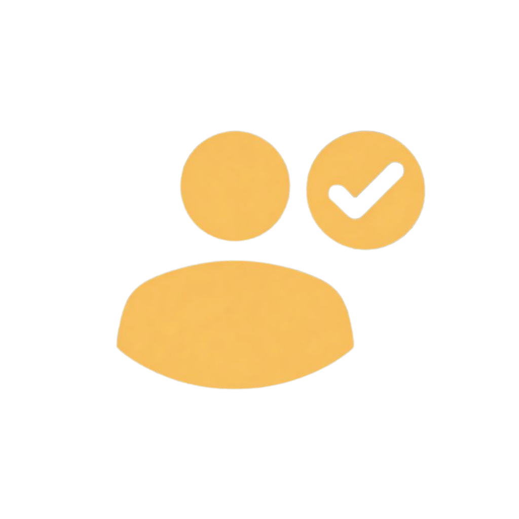 Minimal gold person with checkmark icon on navy background representing the Transfer phase of D.H.A.T. methodology.